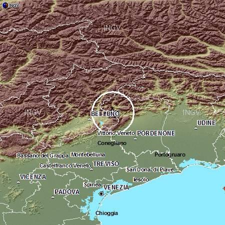 Terremoto di M. 4,5 nel Nord Italia tra Belluno e Pordenone