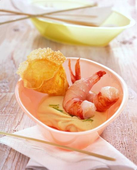 Purea di ceci con gamberi