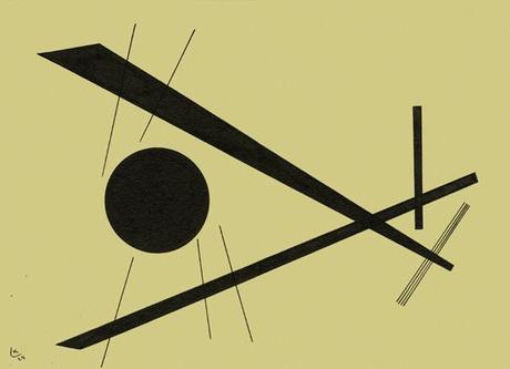Wassily Kandinsky, Mit Punkt an der Grenze der Fläche (Con punto al limite della superficie), 1924,inchiostro su carta, cm24,5x34,4 