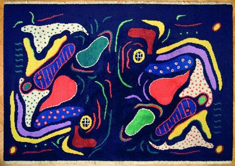 Gillo Dorfles, Giardino, 1988, (da bozzetto del 1940), tappeto di lana su ordito di cotone, trama in canapa, cm 140x220