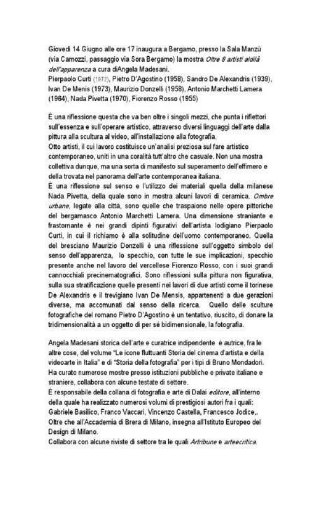 mostra di un vercellese allo Spazio Manzù di Bergamo..