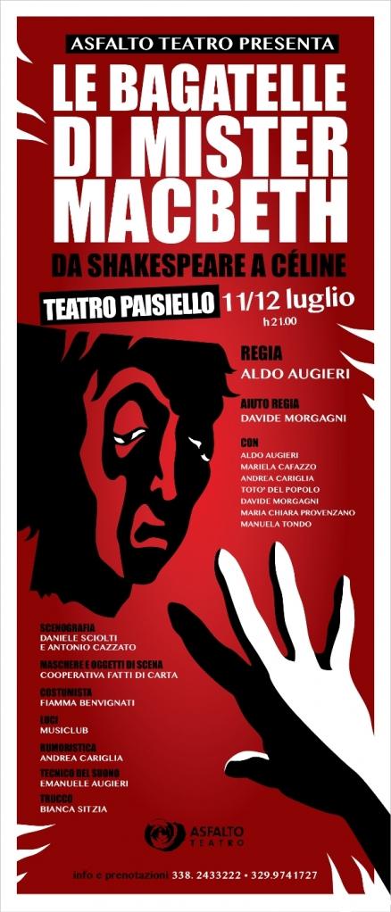 11-12 Luglio 2012 – Asfalto Teatro presenta: LE BAGATELLE DI MISTER MACBETH. Da Shakespeare a Céline. Lecce, Teatro Paisiello