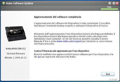 Procedura per aggiornare il software del Nokia N900..