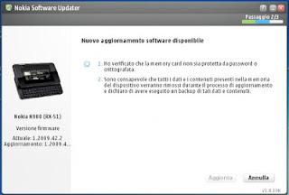 Procedura per aggiornare il software del Nokia N900..