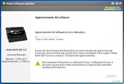 Procedura per aggiornare il software del Nokia N900..