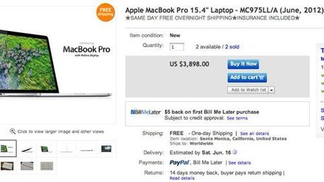 Non manca la speculazione su eBay sui nuovi MacBook Pro Retina Display,