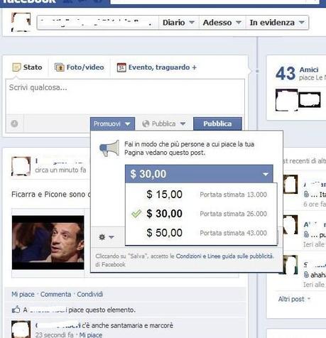 La nuova bastardata di Facebook: se paghi avrai più visualizzazioni!