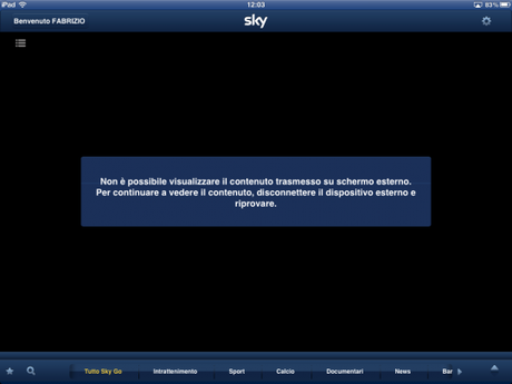 Eliminato il supporto ad AirPlay per SkyGo