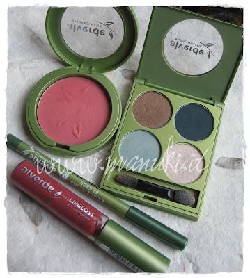 Review e Swatch prodotti Alverde: Blush, Quattro Eye Shadow, Eyeliner e Lipgloss