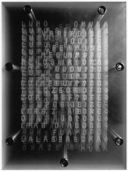 Apocalisse, 1970, perspex pantografato, sigilli in ceralacca, 60 x 34,5 x 6,5 cm, Archivio Vincenzo Agnetti, Milano - arte e cultura