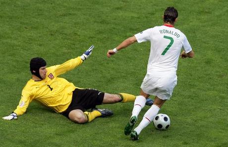 Cristiano Ronaldo and Petr Cech - Czech Republic v Portugal - Group A Euro2008