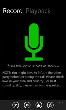 Registrare chiamate vocali effettuate con Windows Phone: Call Record.