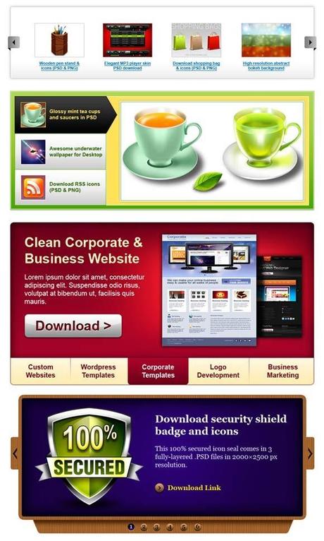 Content slider PSD gratis per Web Designer