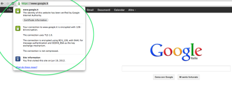 Google.it Protetto Da Un Certificato SSL