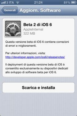 Apple rilascia iOS 6 beta 2 per sviluppatori