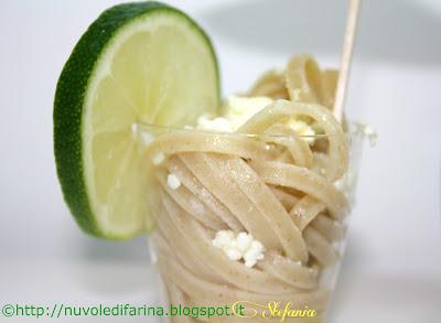 Spaghettine integrali con feta e citronette al lime