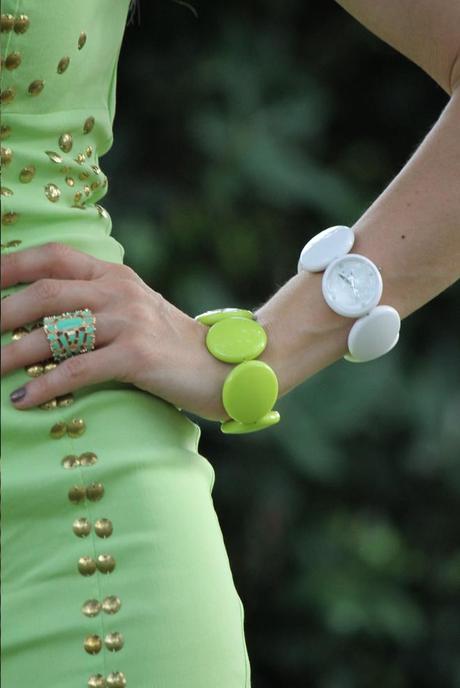 Abito giallo lime con borchie / Yellow lime dress with studs