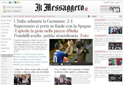 Italia in finale: la notizia sui siti italiani e tedeschi