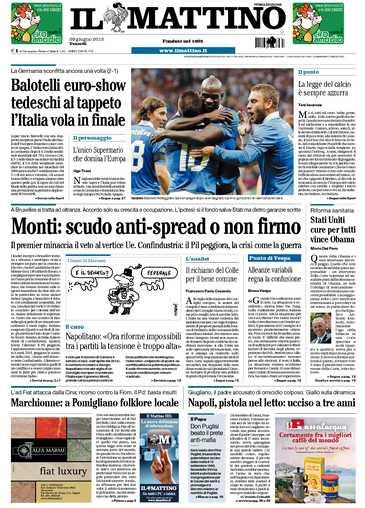 Italia in finale: prime pagine giornali italiani e tedeschi