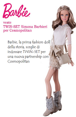 Barbie veste Twin-Set per Cosmopolitan Barbie veste Twin-Set per Cosmopolitan