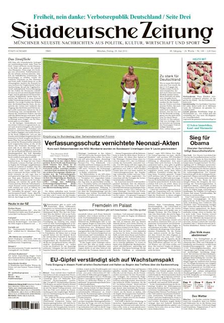 Prime pagine italiane e tedesche di oggi