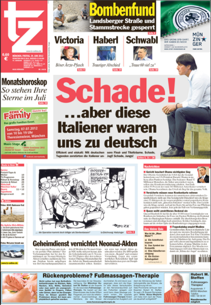 Prime pagine italiane e tedesche di oggi