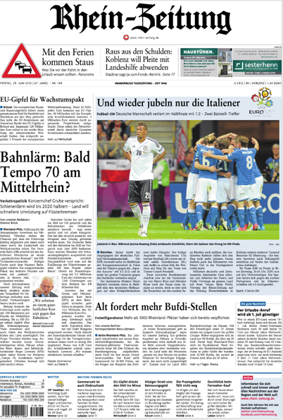 Prime pagine italiane e tedesche di oggi