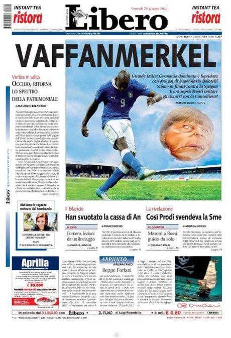 Prime pagine italiane e tedesche di oggi