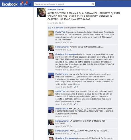 Gli insulti dei poliziotti condannati alla famiglia Aldrovandi