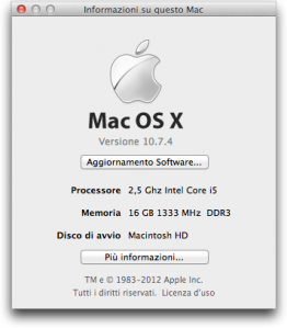 info su questo mac