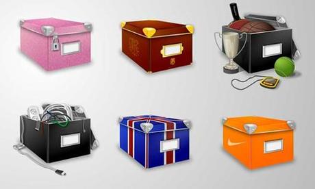 set icone scatole colorate