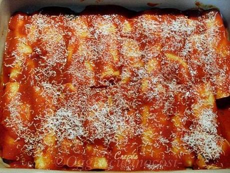 Cannelloni di crespelle con ricotta e spinaci al sugo di salsiccia