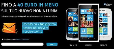 Se hai un indirizzo hot mail avrai un Nokia Lumia con 40 euro in meno