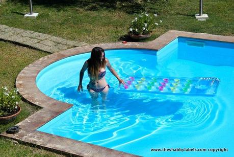 American flag bikini, friends & swimming pool