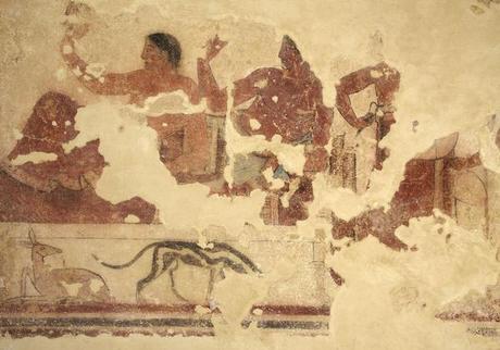ETRUSCHI mostra ad Asti prorogata, Tomba della Scrofa Nera di Tarquinia Scena di banchetto (475-450 a.C.).Tarquinia, Museo Archeologico Nazionale
