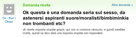 Rucola, tette, masturbazione…Le ultime da yahoo answer