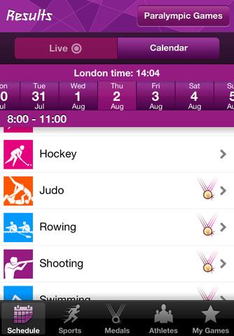 iOS App: London 2012: Official Results App