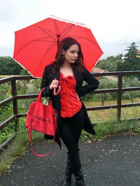 In red in the rain.