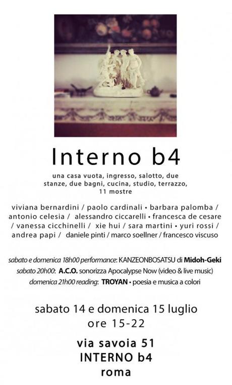 INTERNO B4 – Una casa vuota, due giornate di mostre, musica e teatro – Sabato 14 e domenica 15 luglio 2012