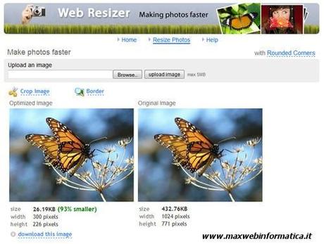 Ottimizzare le foto con Web Resizer