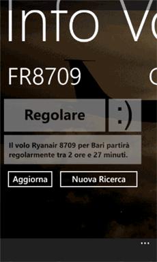 Info Voli : Informazioni voli aerei nazionali e internazionali su cellulare e smartphone Windows Phone