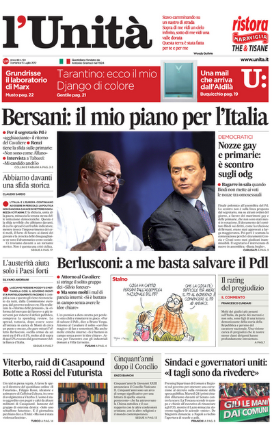 Prime pagine giornali: domenica 15 luglio 2012