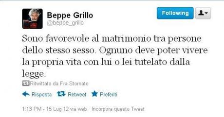 Matrimonio gay, Grillo ne approfitta subito.