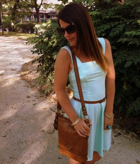 Mint dress and brown details