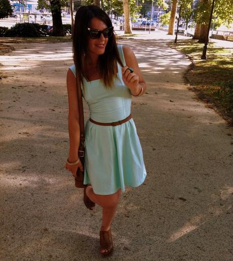 Mint dress and brown details