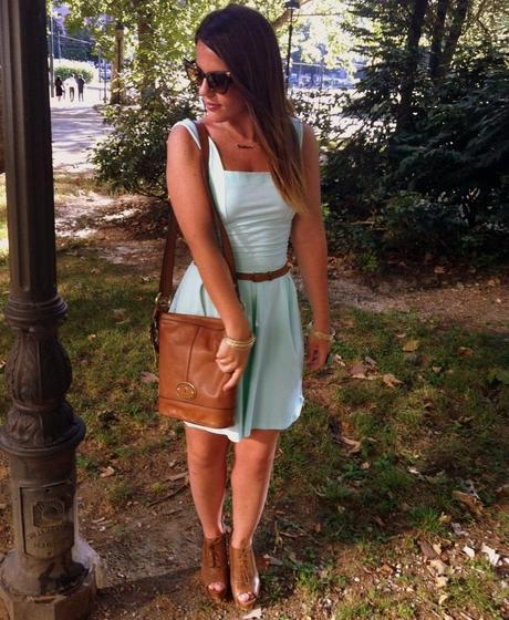 Mint dress and brown details