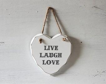 Shabby Chic insegna cuore 'live, love laugh' Shab