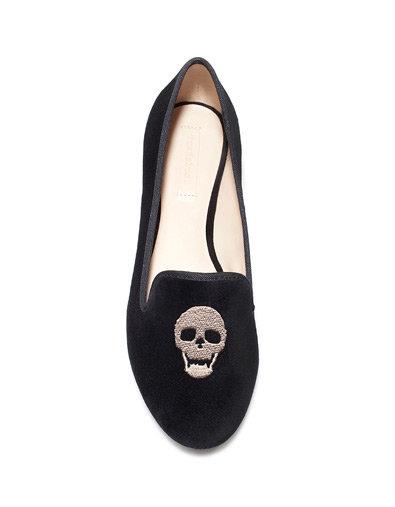 Zara Velvet Slippers with Skull and Moustache!