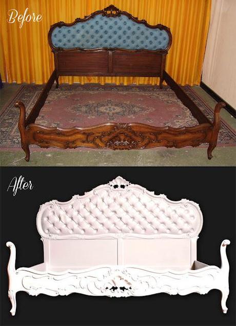 Restauro laccatura capitonnè letto barocco... before & after