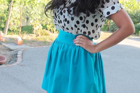 Outfit: JESSICA SIMPSON, pois et céleste